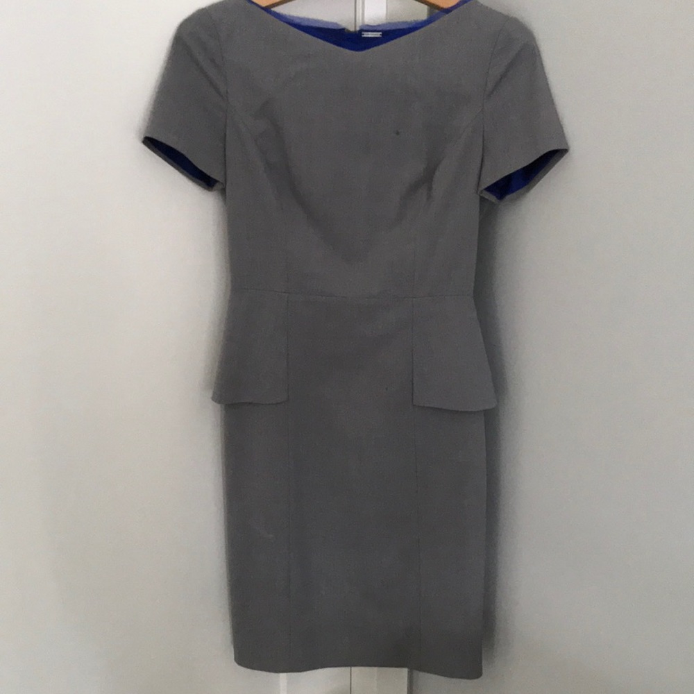 Elie Tahari Gray Dress with Blue Accents